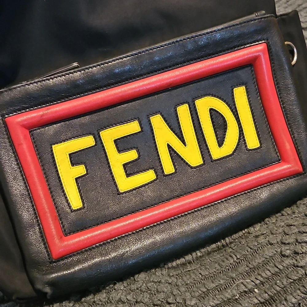 Authentic Fendi Vocabulary Black Nylon And Leather Backpack Unisex Designer RARE